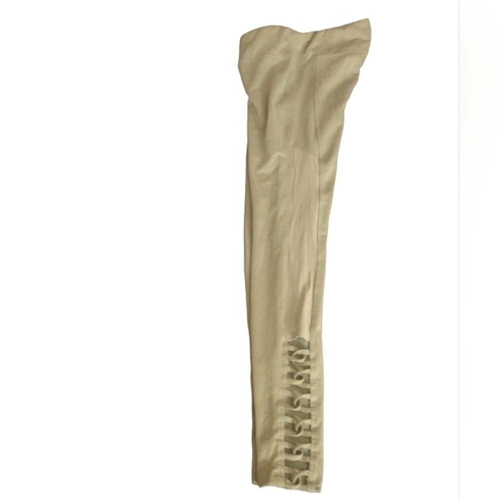Balance Collection Women's Olive Light Green Mesh Criss Cross Leggings Medium - Picture 9 of 13